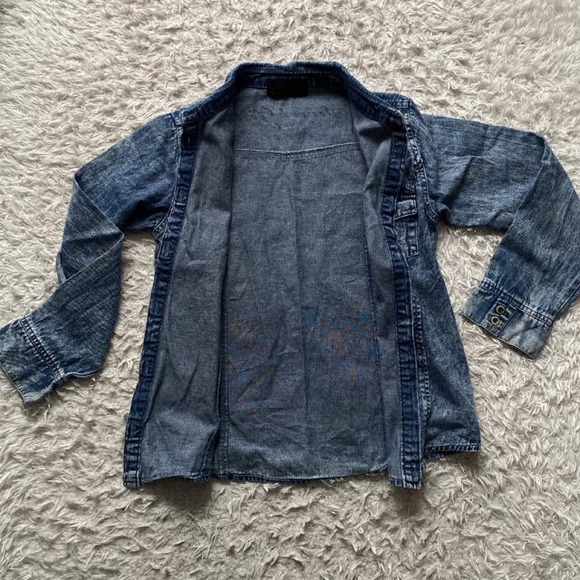 子供服★デニムシャツ★ケミカル★150 キッズ/ベビー/マタニティのキッズ服女の子用(90cm~)(ブラウス)の商品写真