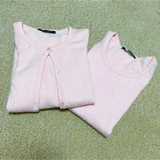 ルスーク(Le souk)のルスーク　ピンク　カシミア　ツイン　アンサンブル　ニット　カーディガン(アンサンブル)