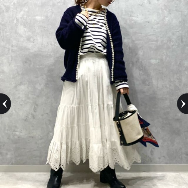 Mystrada(マイストラーダ)の完売　レア　ｱﾙﾍﾟｰｼﾞｭ　オリジナル　刺繍ティアードスカート　白 レディースのスカート(ロングスカート)の商品写真