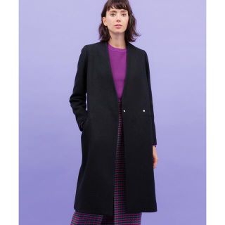 ユナイテッドアローズ(UNITED ARROWS)のUNITED TOKYO Vネックノーカラーコート カシミヤ混(ロングコート)