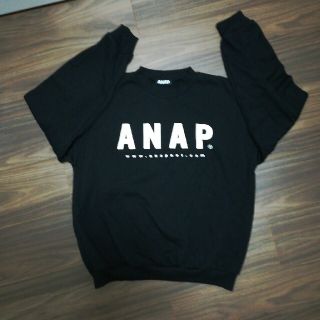 アナップ(ANAP)のANAP 裏起毛　トレーナー　フリーサイズ　黒(トレーナー/スウェット)