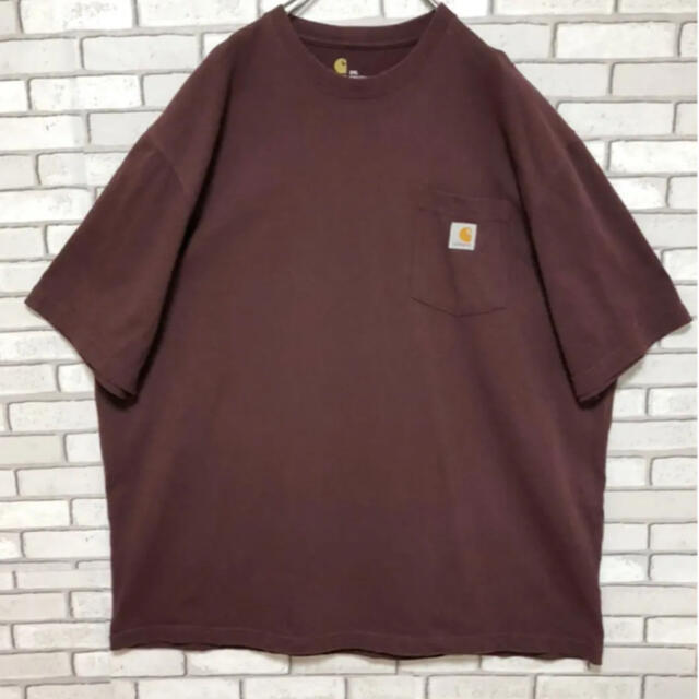 carhartt(カーハート)の超希少 カーハート ロゴタグ ボルドーカラー ビックサイズ 半袖Tシャツ 90s メンズのトップス(Tシャツ/カットソー(半袖/袖なし))の商品写真