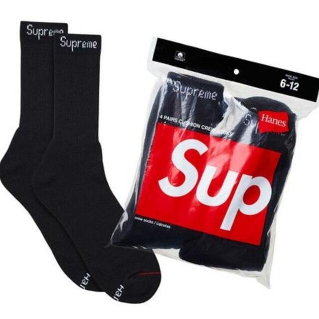 Supreme(シュプリーム)のSupreme Hanes Crew Socks Black メンズのレッグウェア(ソックス)の商品写真