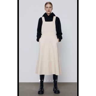 ザラ(ZARA)のZARA コーデュロイ ピナフォア スカート ナチュラル カジュアル XS(ロングスカート)