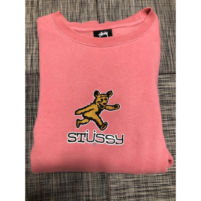 STUSSY クマ　スウェット　トレーナー　ピンク