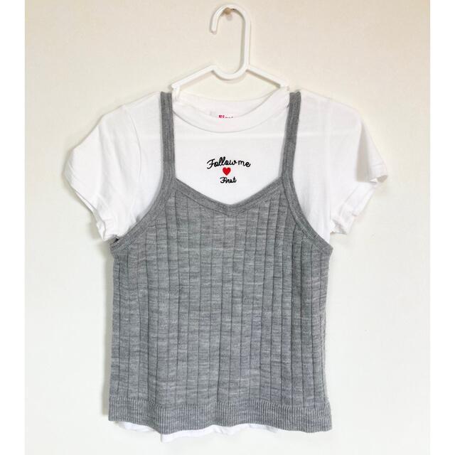 INGNI First(イングファースト)のイングファースト ☆Tシャツ カットソー グレー ホワイト キッズ/ベビー/マタニティのキッズ服女の子用(90cm~)(Tシャツ/カットソー)の商品写真