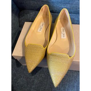 ジミーチュウ(JIMMY CHOO)のjimmy chooジミーチュウ イエローフラットシューズ38 ATTILA(バレエシューズ)