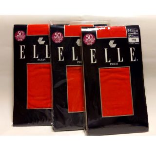 エル(ELLE)のELLEのカラータイツ　レッド３足セット(タイツ/ストッキング)