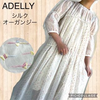 ADELLY⭐︎シルクオーガンジーワンピース×マルチカラーのドット刺繍(ロングワンピース/マキシワンピース)