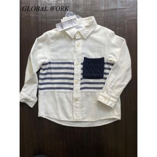 グローバルワーク(GLOBAL WORK)のGLOBAL WORK シャツ& 100サイズ　ドット柄ネイビーシャツ(ブラウス)