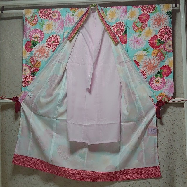 #265 (新品)  七五三  7歳  ポリエステル  四つ身着物  襦袢付きキッズ服女の子用(90cm~)