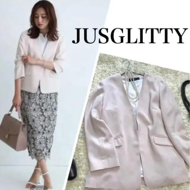 JUSGLITTY(ジャスグリッティー)のJUSGLITTY  ノーカラー　ウォッシャブルジャケット レディースのジャケット/アウター(テーラードジャケット)の商品写真