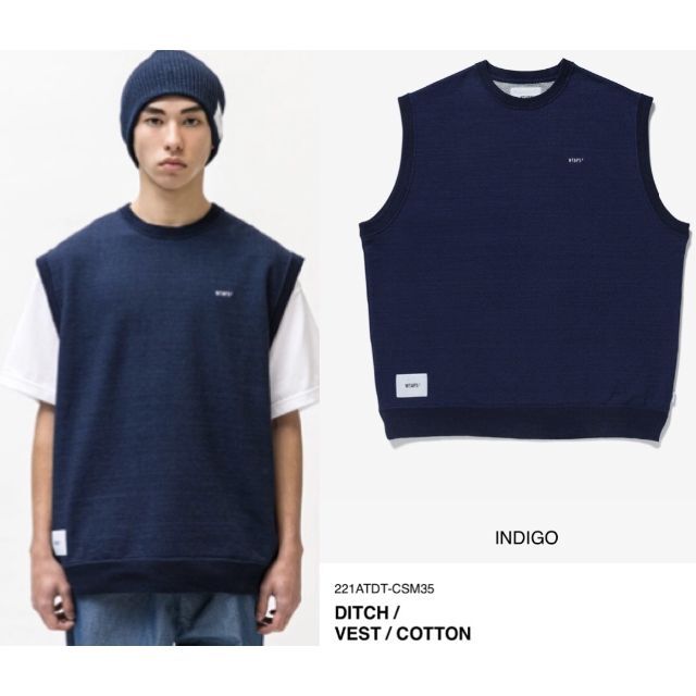 INDIGO M 22SS WTAPS DITCH / VEST / COTT