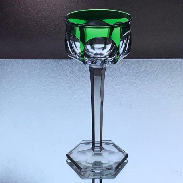 グラス/カップ美しい希少被せオールドバカラBACCARATマルメゾン Malmaison緑色