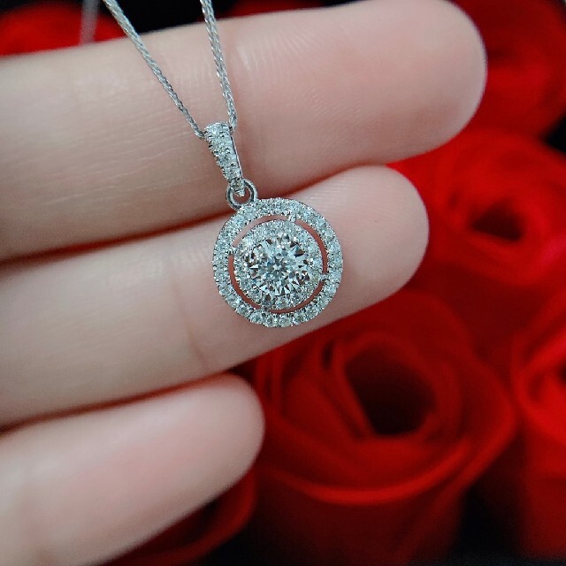 パターン 天然ダイヤモンドネックレス0.32ct k18 - 通販