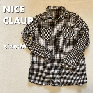 ナイスクラップ(NICE CLAUP)のNICE CLAUP ギンガムチェックシャツ 白黒 Mサイズ(シャツ/ブラウス(長袖/七分))