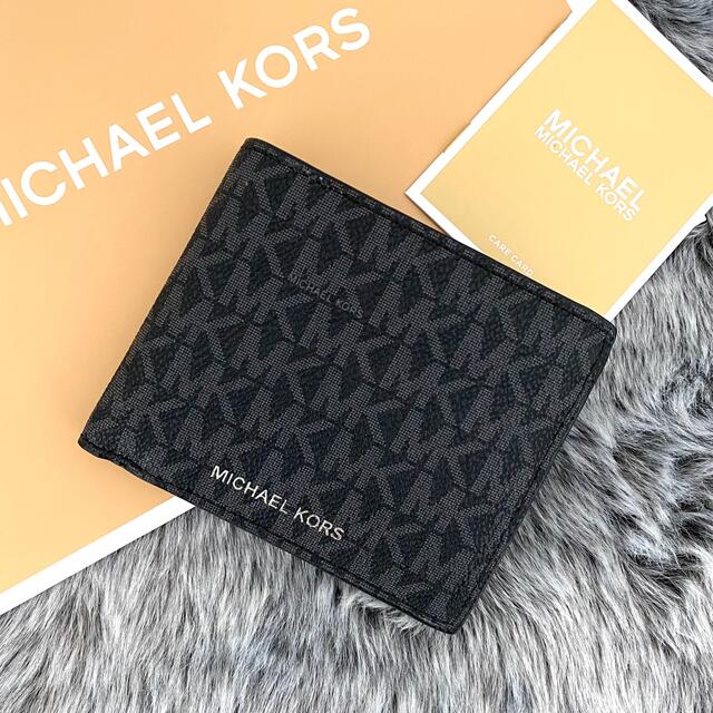 ★新品 MICHAEL KORS マイケルコース 折り財布 ネイビー 水玉