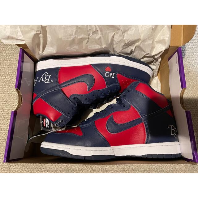 ボックスロゴSupreme Nike SB Dunk High Red/Navy 27.0