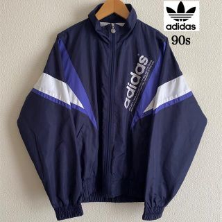 アディダス(adidas)のadidas 90s ナイロンジャケット 紫 配色 白 ネイビー ロゴプリント(ナイロンジャケット)