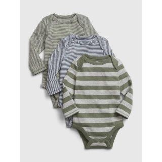 ベビーギャップ(babyGAP)の【GAP Baby】【3枚組】ストライプボディシャツ【長袖】【ボディスーツ】(ロンパース)