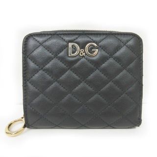 ディーアンドジー(D&G)のドルガバ D&G 二つ折り財布 ロゴ レザー ラウンドファスナー ステッチ(財布)