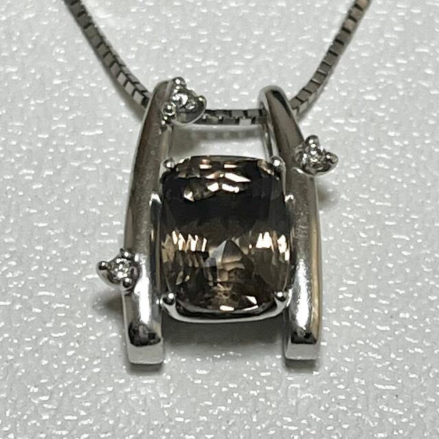 K18WGスモーキークォーツ ダイヤモンド ネックレス アクセサリー
