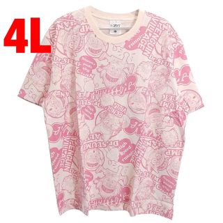 新品　総柄 ピンク 4L Tシャツ　人気(Tシャツ/カットソー(半袖/袖なし))