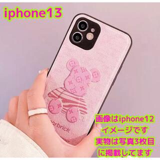 iPhone13ケース モノグラム ピンク クマ かわいい(iPhoneケース)