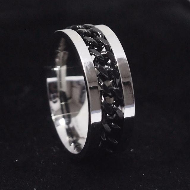 【送料無料】【22号】喜平チェーンチタンリング　ブラック　指輪 メンズのアクセサリー(リング(指輪))の商品写真