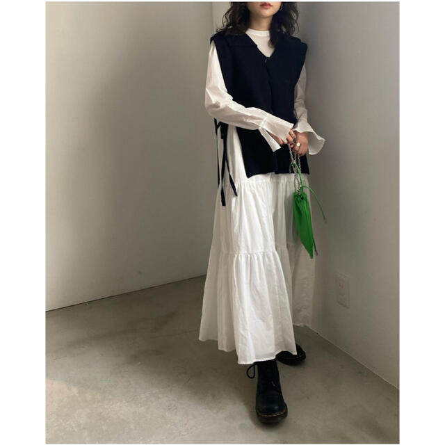 COLLAR KNIT VEST WITH DRESS/ブラウン/Mサイズ