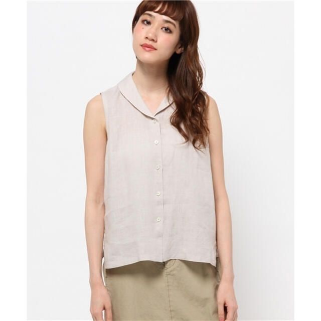 MARGARET HOWELL(マーガレットハウエル)の新品タグ 未着 マーガレットハウエル FINE LINEN ノースリーブシャツ レディースのトップス(シャツ/ブラウス(半袖/袖なし))の商品写真