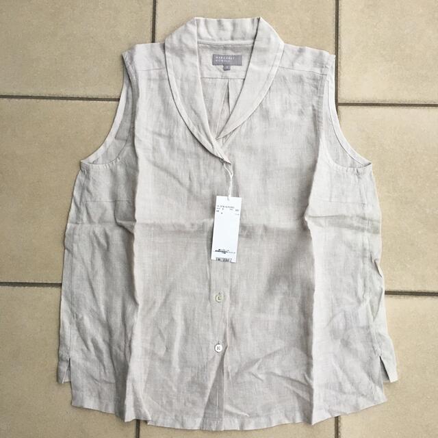 MARGARET HOWELL(マーガレットハウエル)の新品タグ 未着 マーガレットハウエル FINE LINEN ノースリーブシャツ レディースのトップス(シャツ/ブラウス(半袖/袖なし))の商品写真