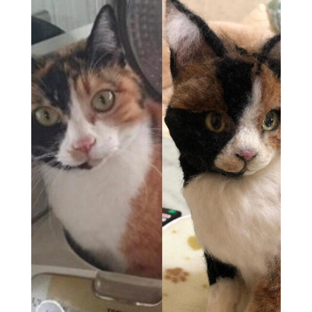 羊毛フェルト 三毛猫 日本猫 オーダー受け付け 羊毛フェルト 三毛猫 日本猫 オーダー受け付け