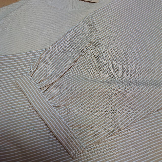 STUDIO CLIP(スタディオクリップ)のスタディオクリップ　ドッキングシャツプルオーバー　ベージュ　L レディースのトップス(ニット/セーター)の商品写真