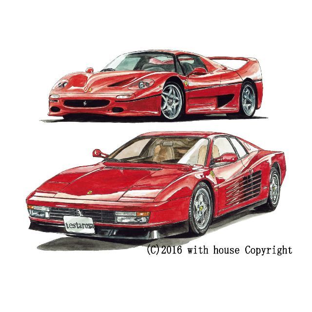 Ferrari - GC-668テスタロッサ/F50限定版画サイン有額装済作家平右ヱ門 ...