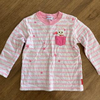 ミキハウス(mikihouse)のミキハウス　長袖ボーダートップス　ピンク　90cm(Tシャツ/カットソー)