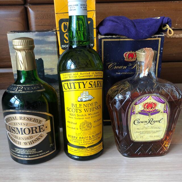 cutty sark、crown royal、lismore whisky箱付