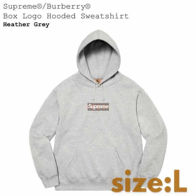 最前線の Supreme - L送込!! Supreme×Burberry BoxLogoパーカー灰