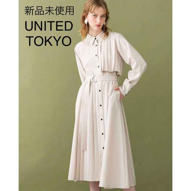 ワンピース未使用♢UNITED TOKYO アシメプリーツシャツワンピース