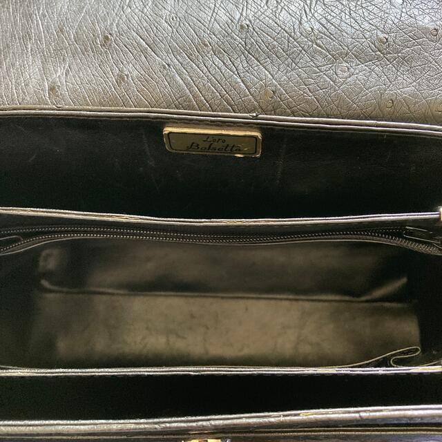 LORO BOLSETTA 本革オーストリッチハンドバッグ黒色未使用に近い美品