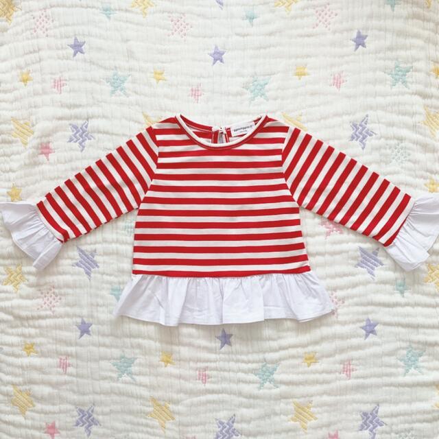 dholic(ディーホリック)の☆美品☆DHOLIC kids☆フレアヘムボーダーTシャツ☆ キッズ/ベビー/マタニティのキッズ服女の子用(90cm~)(Tシャツ/カットソー)の商品写真