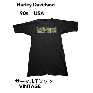 ハーレーダビッドソン(Harley Davidson)のハーレーダビットソン　90s コピーライト　サーマル　Tシャツ　USA(Tシャツ/カットソー(半袖/袖なし))