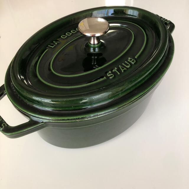 STAUB バジルグリーン 23cm オーバルココット 鍋/フライパン
