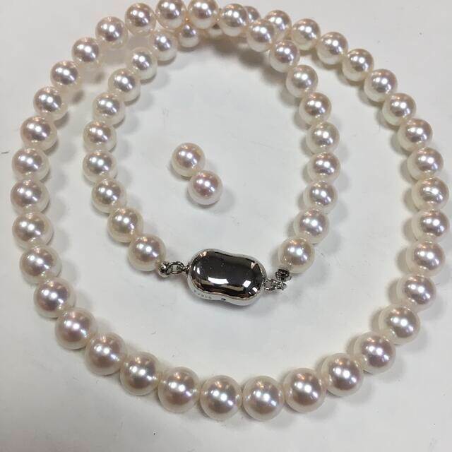 【高価値】 オーロラ花珠真珠ネックレスとk14WGパールネックレス ネックレス