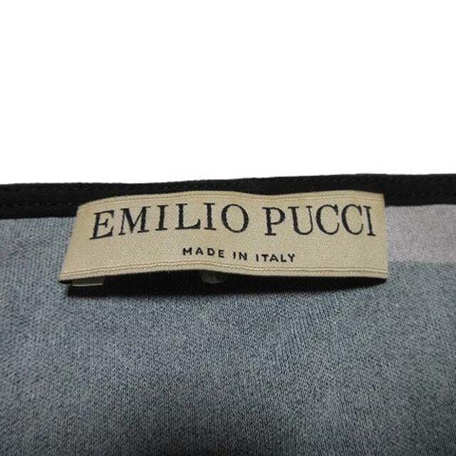 EMILIO PUCCI(エミリオプッチ)のEMILIO PUCCI カットソー フレンチスリーブ 総柄 36 黒 ブラック レディースのトップス(カットソー(半袖/袖なし))の商品写真