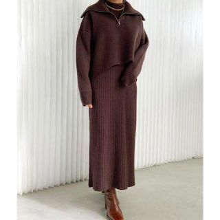 アメリヴィンテージ(Ameri VINTAGE)のBIG COLLAR SET KNIT DRESS(ニット/セーター)