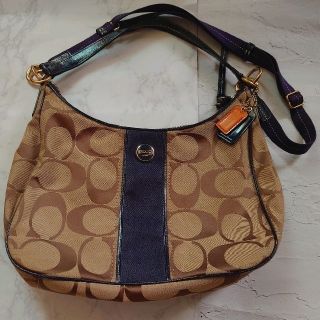 コーチ(COACH)のコーチ coach　シグネチャー　キャンバス　ネイビー　ブラウン(ショルダーバッグ)