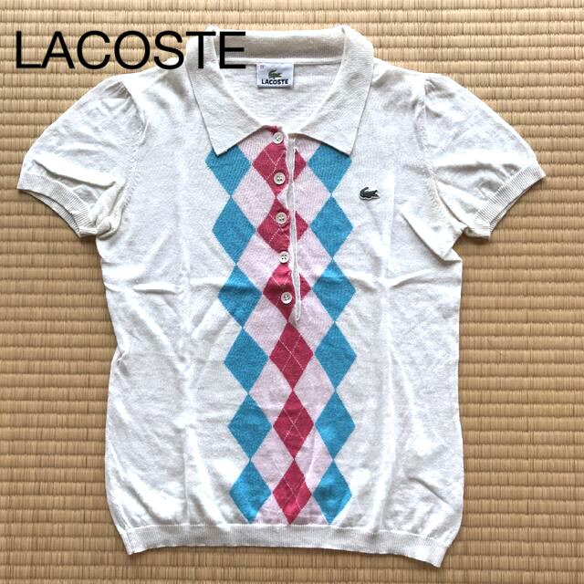 LACOSTE(ラコステ)のLACOSTE ラコステ リネン×コットン 半袖 ポロシャツ 白 S レディースのトップス(ポロシャツ)の商品写真