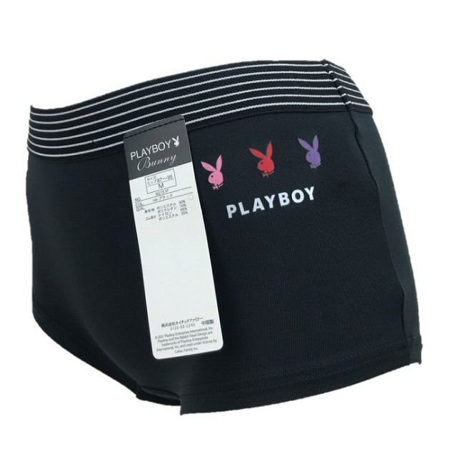 PLAYBOY(プレイボーイ)のPLAYBOY スポーツショーツ ボックスショーツ 吸水速乾 ブラック M レディースの下着/アンダーウェア(ショーツ)の商品写真