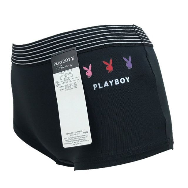 PLAYBOY(プレイボーイ)のPLAYBOY スポーツショーツ ブラック M ボックスショーツ 吸水速乾 レディースの下着/アンダーウェア(ショーツ)の商品写真